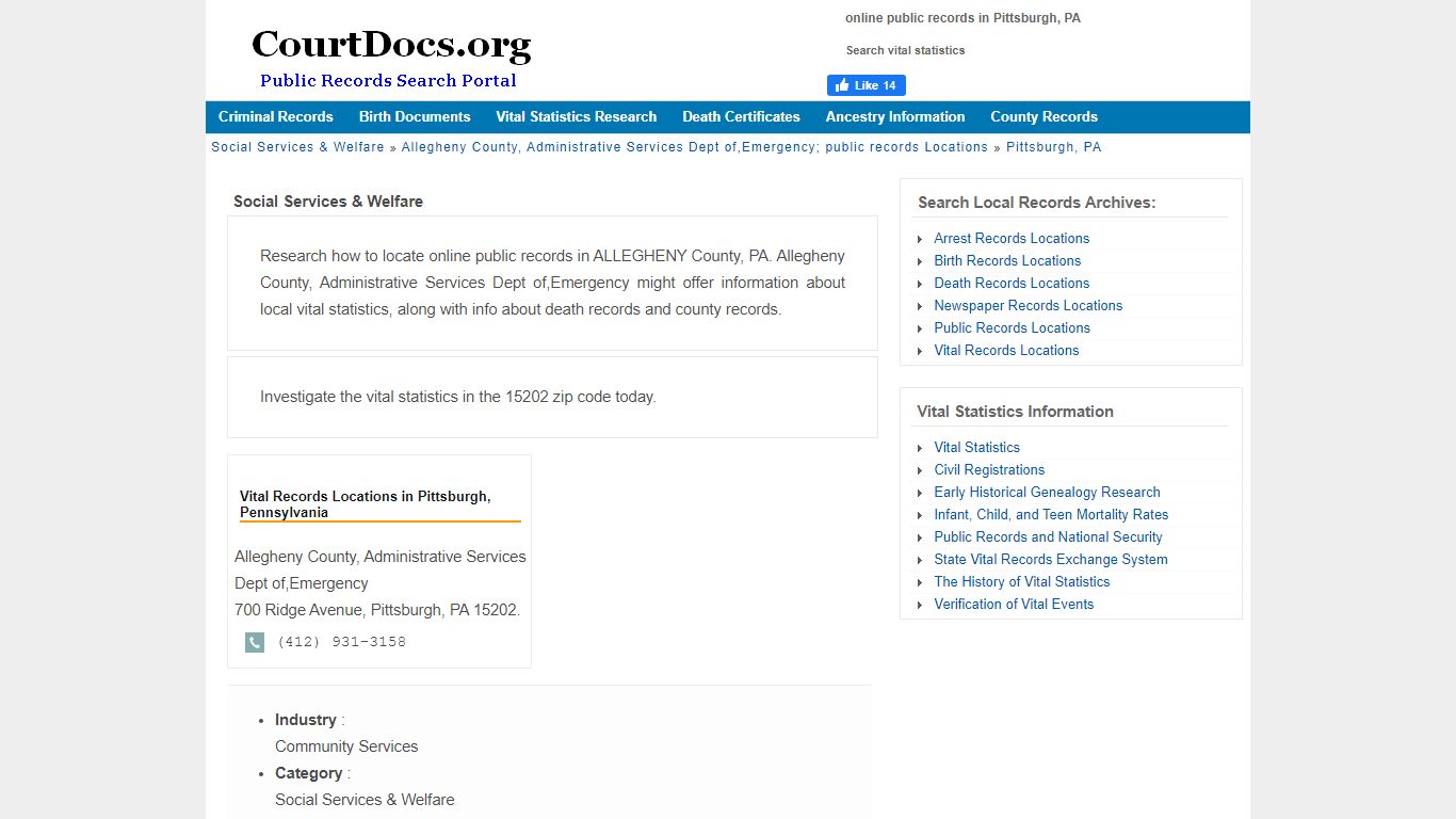 Pittsburgh, PA Vital Statistics - Allegheny County, Administrative ...